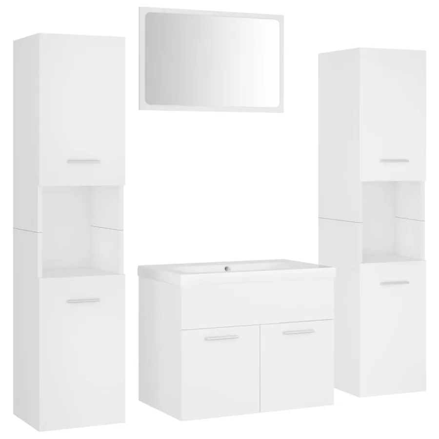 Ensemble de meubles de salle de bain Blanc Aggloméré - 2
