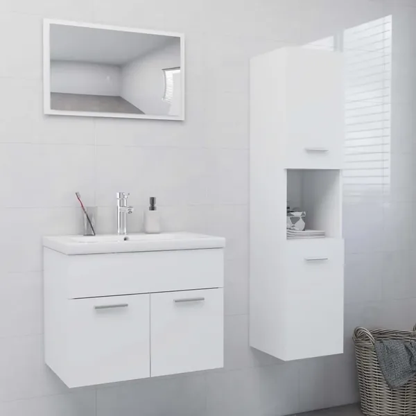 Ensemble de meubles de salle de bain Blanc Aggloméré
