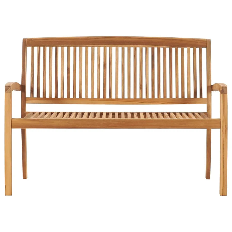 Banc de jardin empilable et coussin 128,5cm Bois de teck massif - 3
