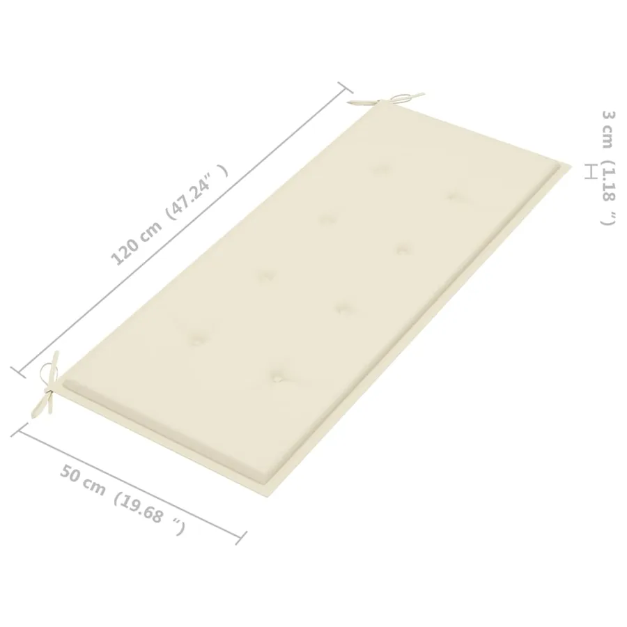 Banc de jardin empilable et coussin 128,5cm Bois de teck massif - 9