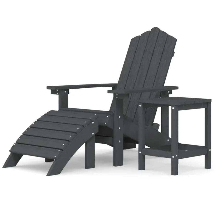 Chaise de jardin Adirondack repose-pied table PEHD Anthracite - 2