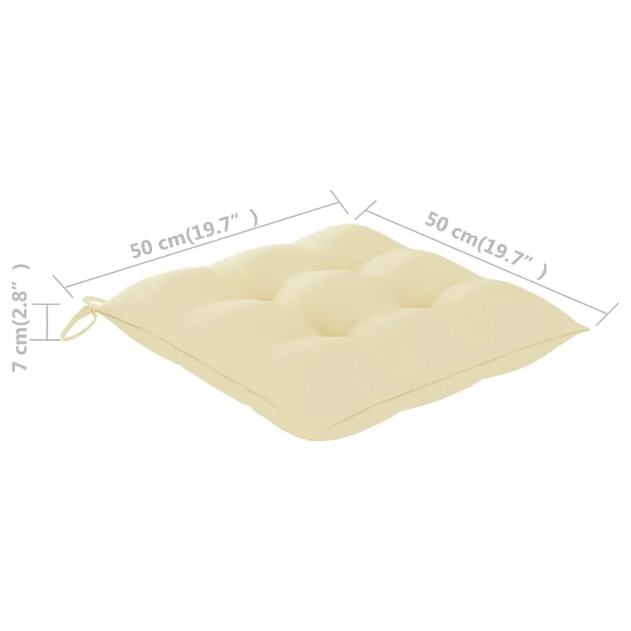 Chaises de jardin lot de 4 et coussins blanc crème Teck solide - 13