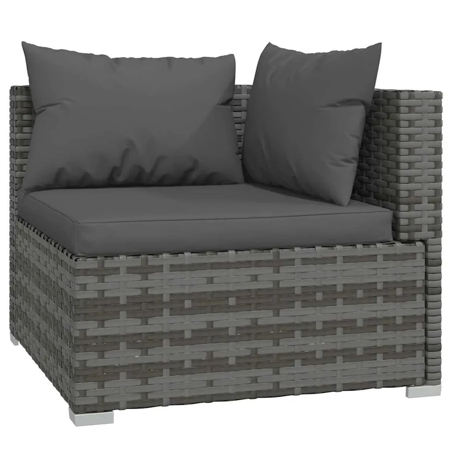 Salon de jardin 5 pcs avec coussins Résine tressée Gris - 4