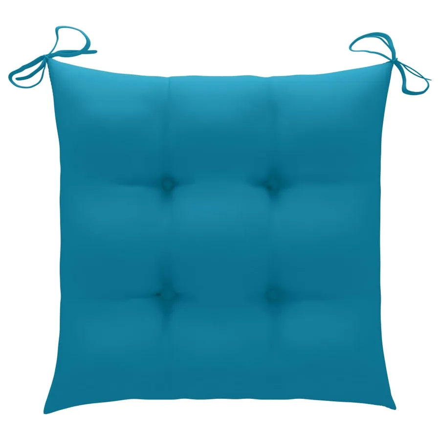 Chaises de jardin avec coussins bleu clair lot de 6 Teck massif - 8