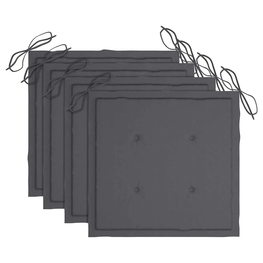 Chaises de jardin et coussins anthracite lot de 4 Bois de teck - 6