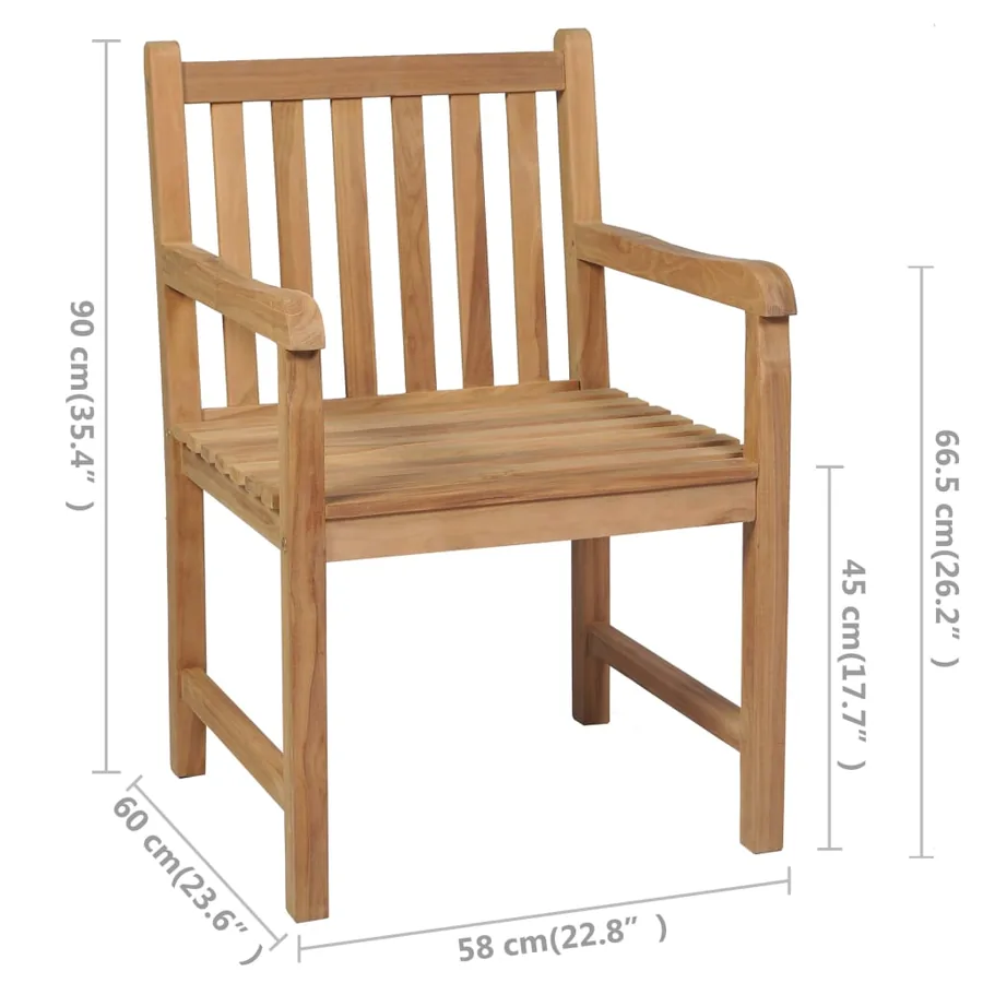 Chaises de jardin lot de 6 et coussins rouge Bois teck massif - 10