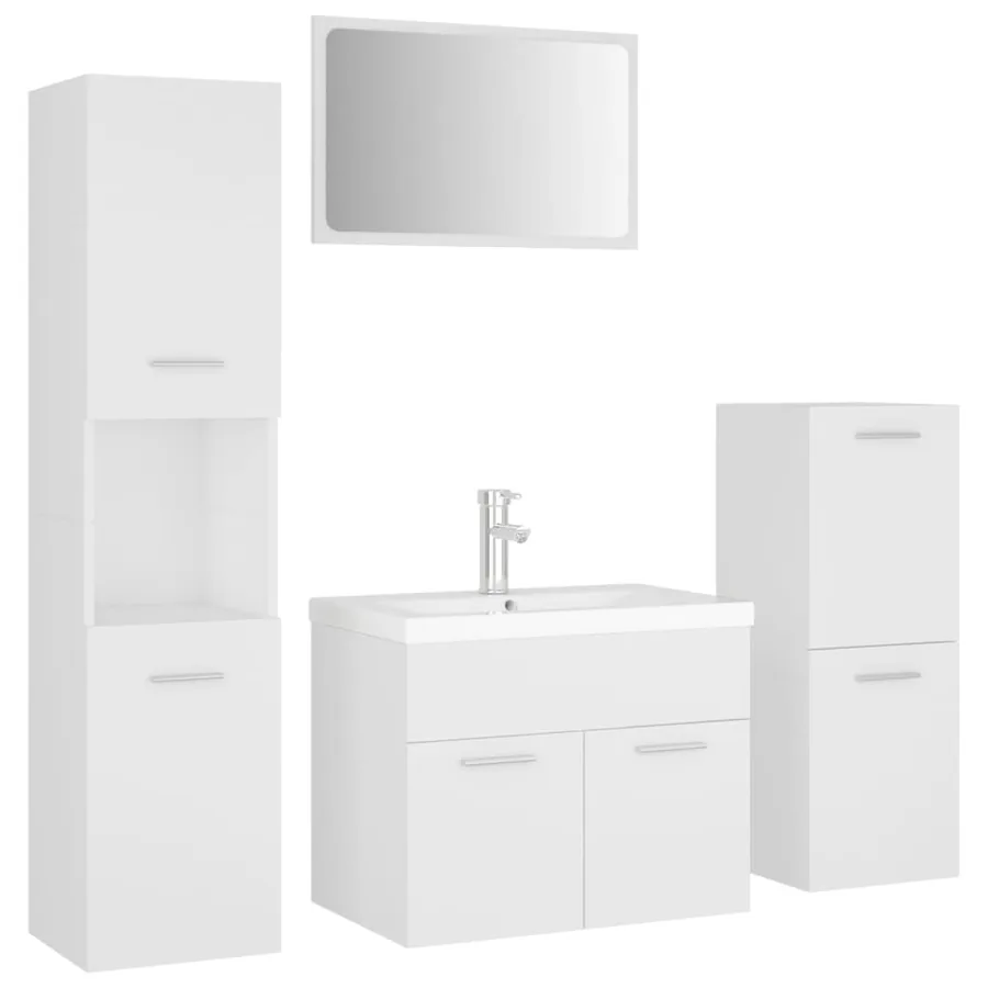Ensemble de meubles de salle de bain Blanc Aggloméré - 2