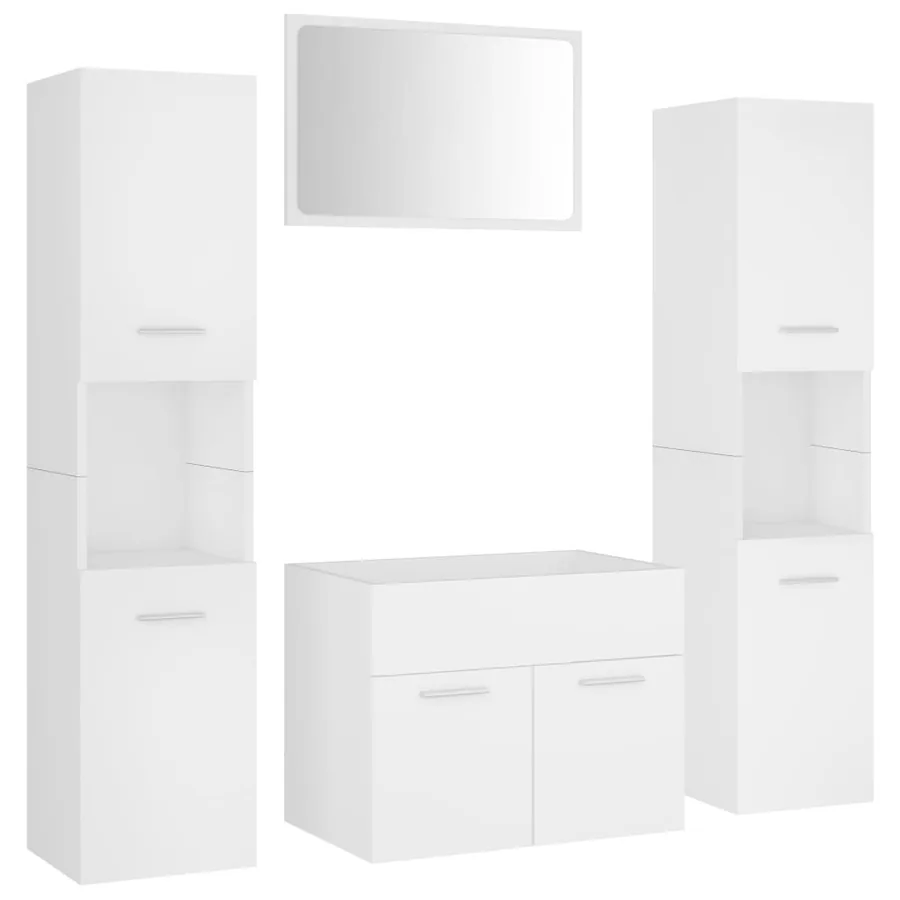 Ensemble de meubles de salle de bain Blanc Bois d'ingénierie - 2