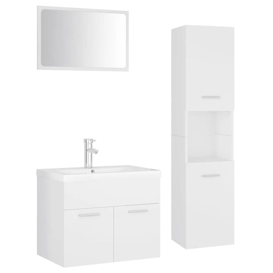 Ensemble de meubles de salle de bain Blanc Aggloméré - 2