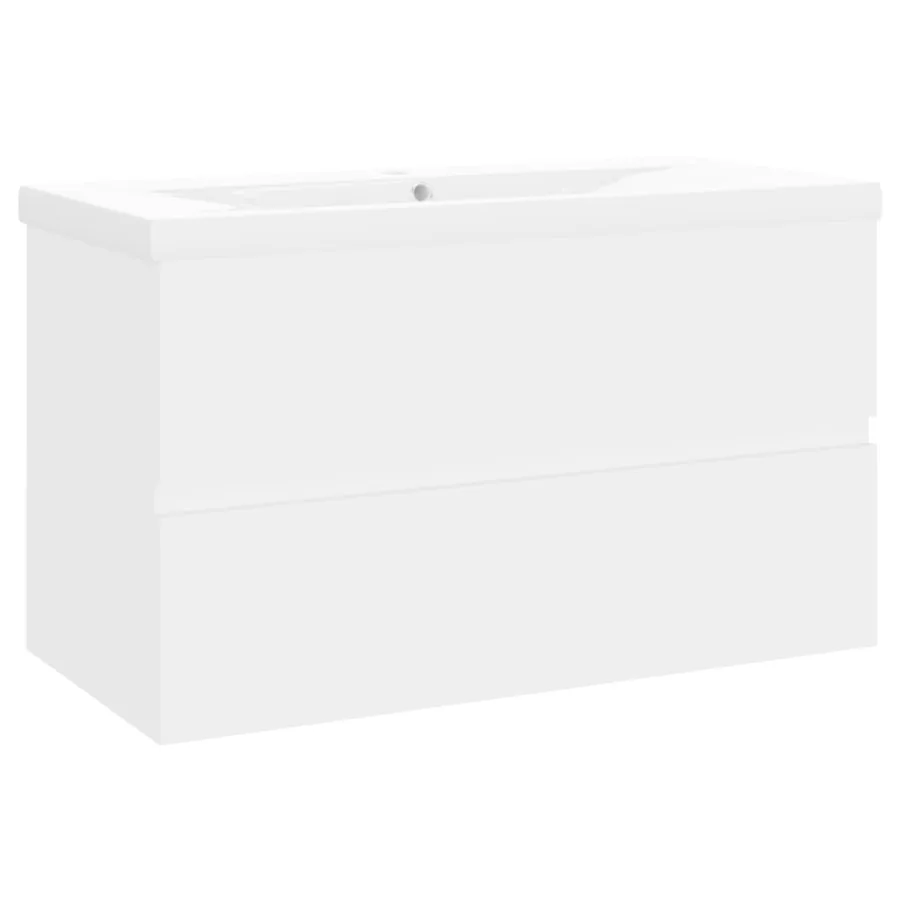 Armoire d'évier avec lavabo intégré Blanc Bois d'ingénierie - 2