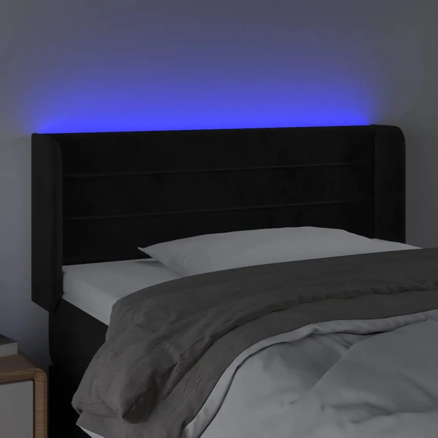 Tête de lit à LED Noir 103x16x78/88 cm Velours - 4