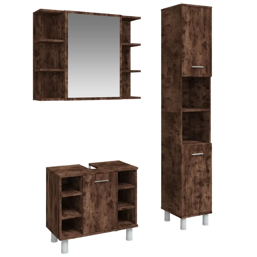 Ensemble d'armoires de salle de bain 3 pcs chêne fumé - 2