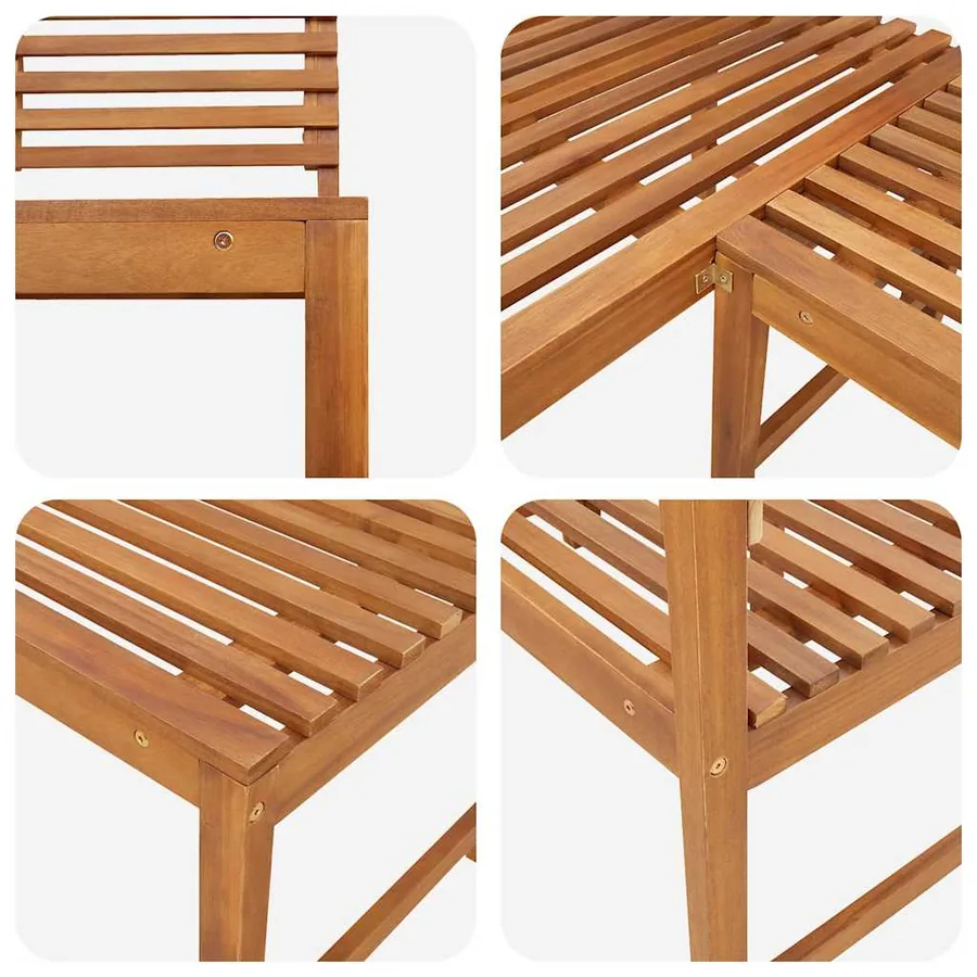 Banc d'angle de jardin 140 cm Bois solide d'acacia - 7