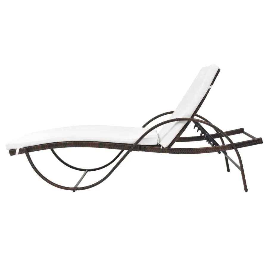 Chaises longues lot de 2 avec table résine tressée marron - 4