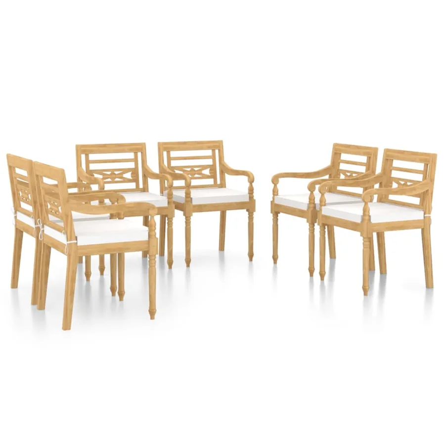 Chaises Batavia lot de 6 avec coussins Bois de teck solide - 2