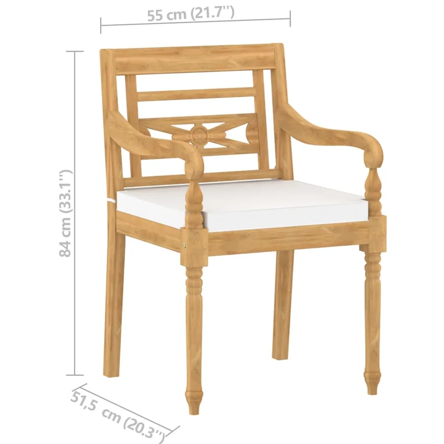 Chaises Batavia lot de 6 avec coussins Bois de teck solide - 8