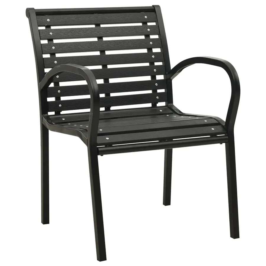 Chaises de jardin lot de 2 Acier et WPC Noir - 2