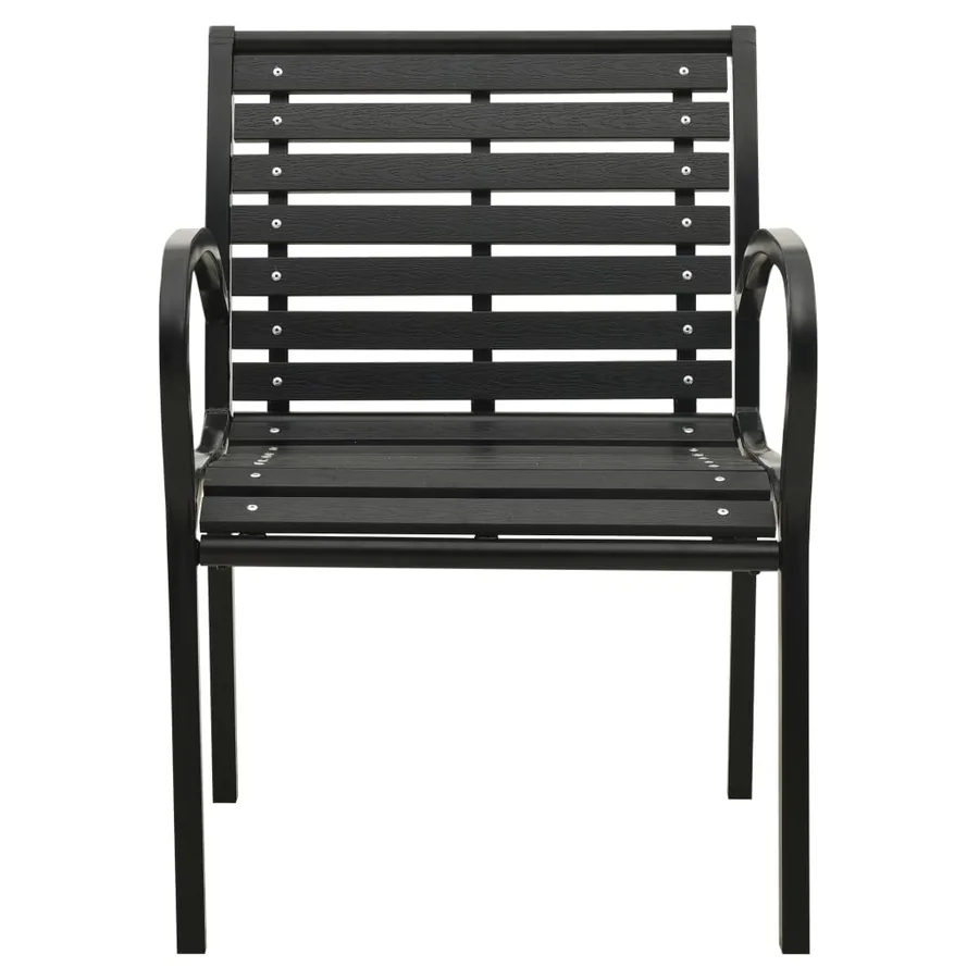 Chaises de jardin lot de 2 Acier et WPC Noir - 3