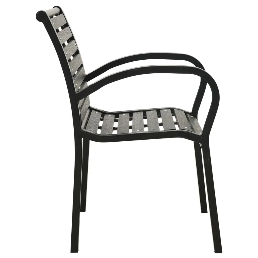 Chaises de jardin lot de 2 Acier et WPC Noir - 4