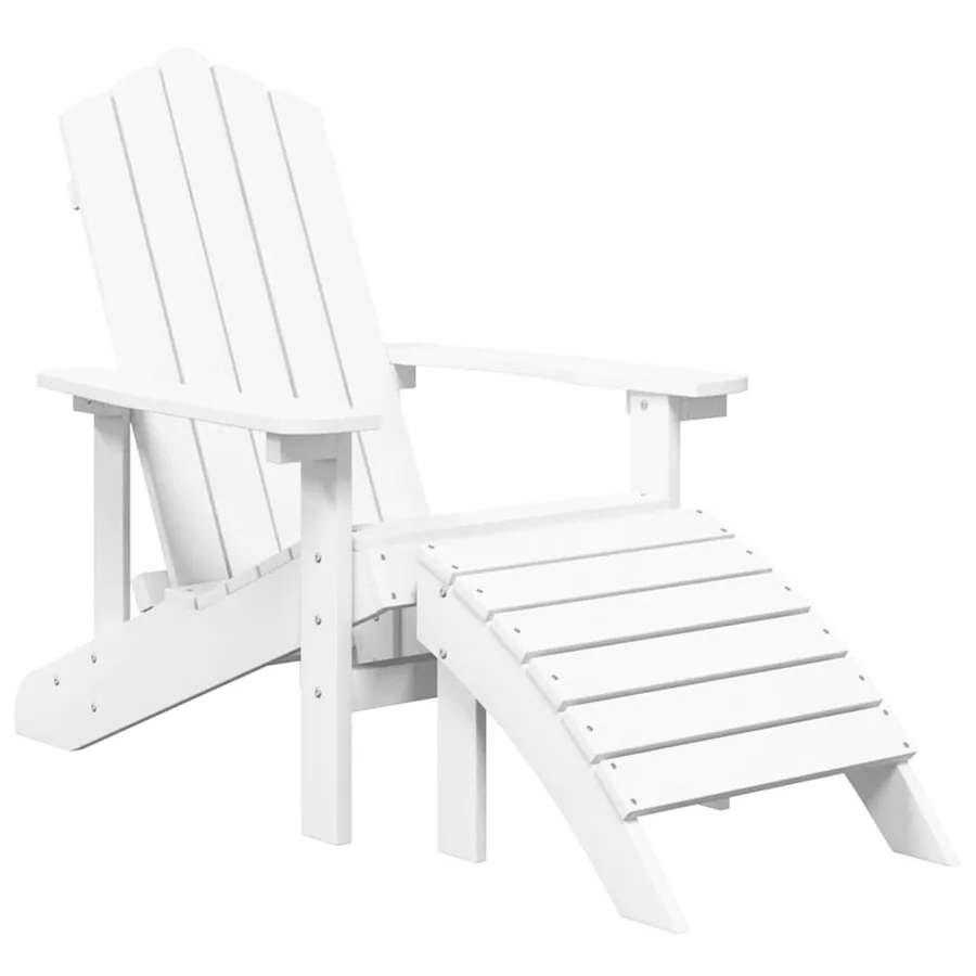 Chaises de jardin Adirondack lot de 2 repose-pieds PEHD Blanc - 3