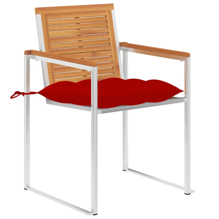 Chaises de jardin avec coussins lot de 2 Acacia solide et acier - 2