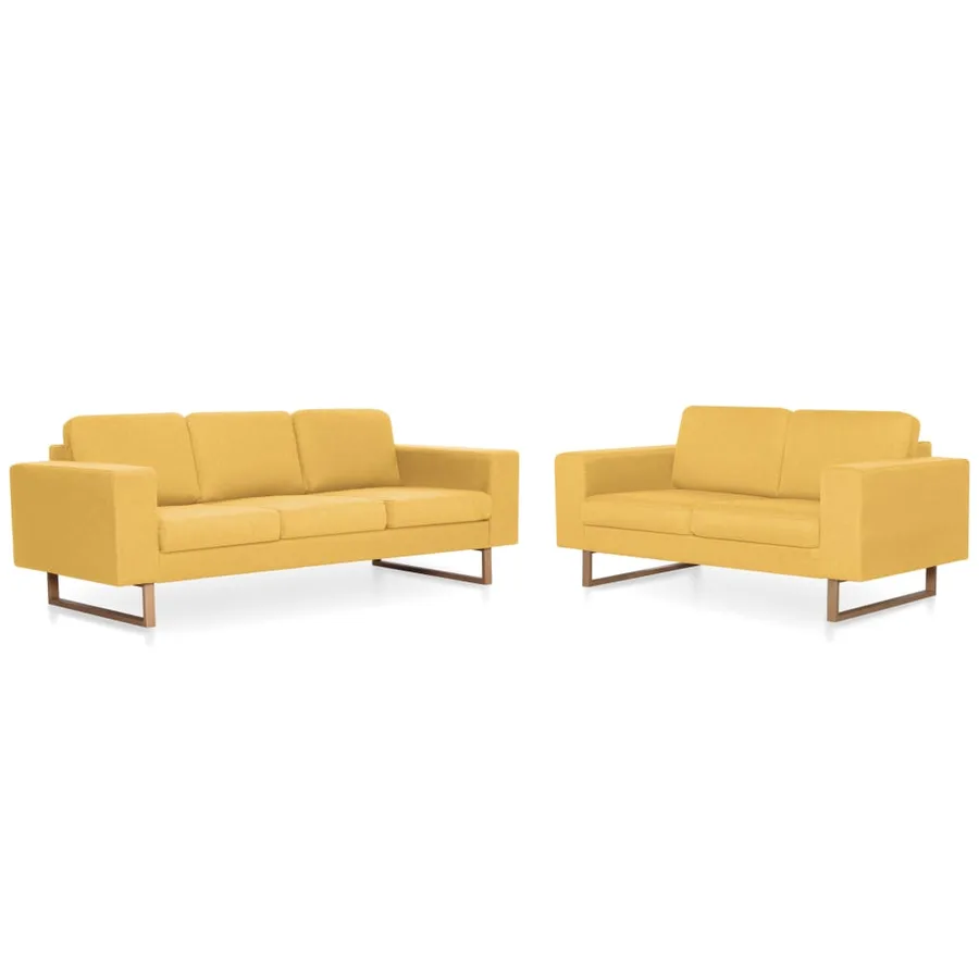 Ensemble de canapé 2 pcs tissu jaune - 2