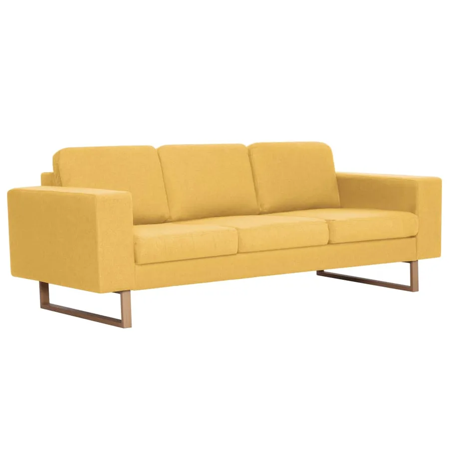 Ensemble de canapé 2 pcs tissu jaune - 3