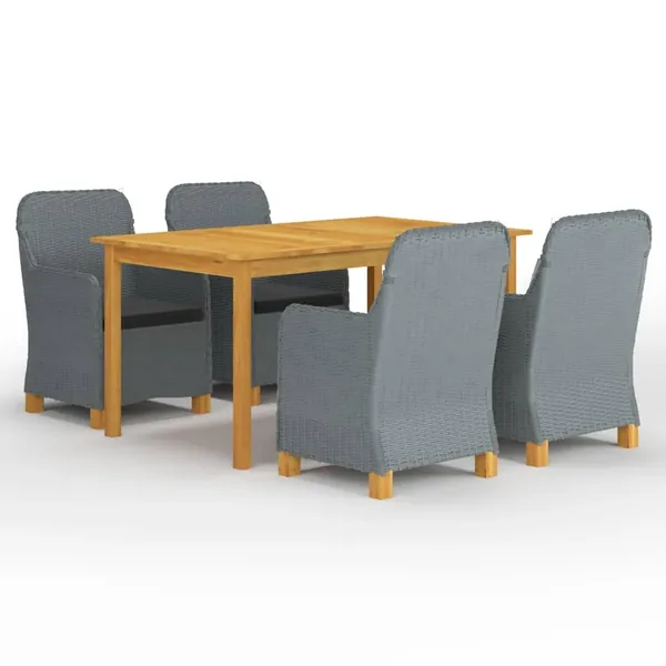 Ensemble à manger de jardin 5 pcs Gris clair