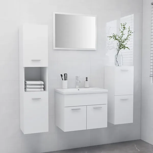 Ensemble de meubles de salle de bain Blanc Bois d'ingénierie