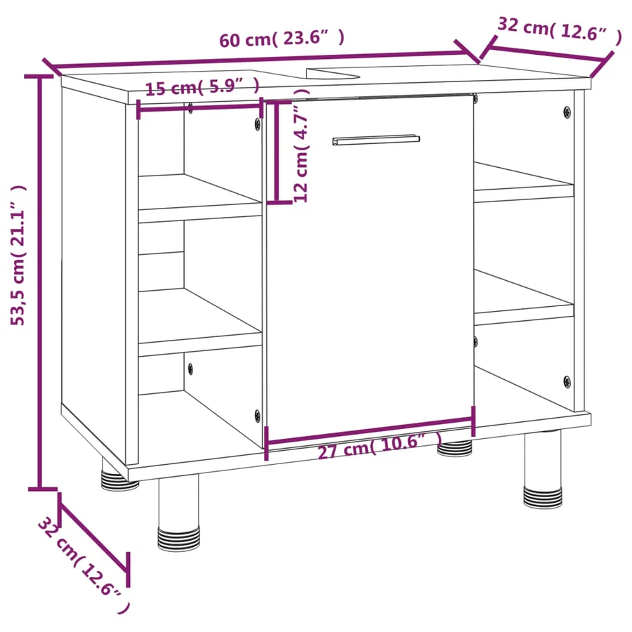 Ensemble d'armoires de salle de bain 4 pcs chêne fumé - 12