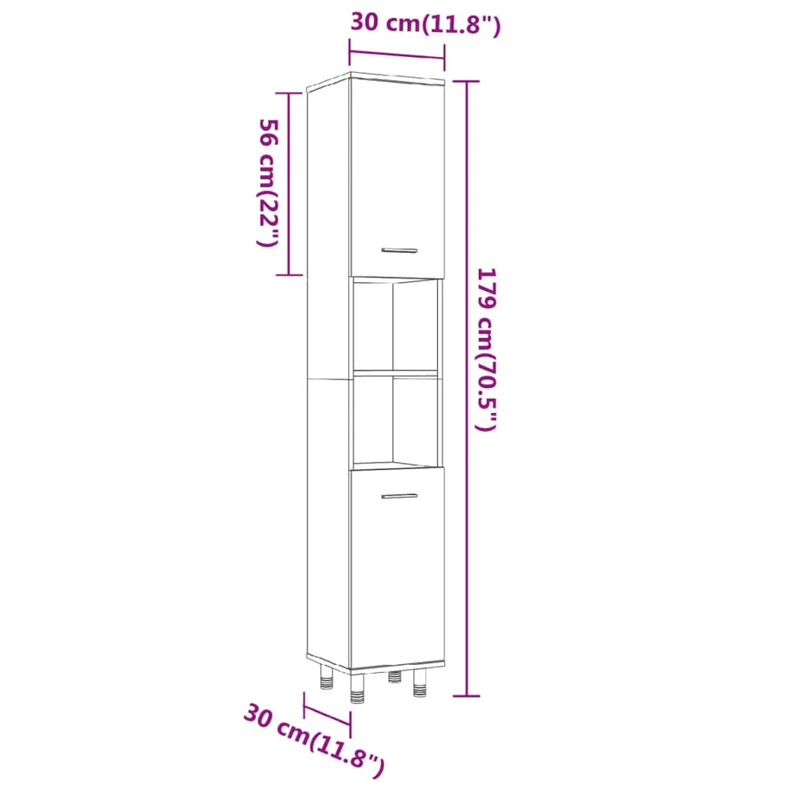 Ensemble d'armoires de salle de bain 4 pcs chêne fumé - 14