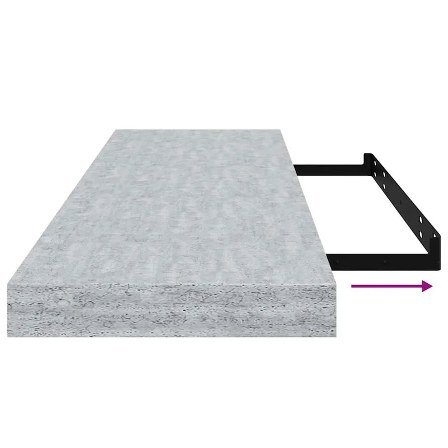 Étagère murale flottante Gris béton 80x23,5x3,8 cm MDF - 10
