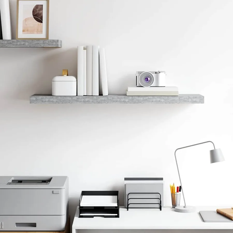 Étagère murale flottante Gris béton 80x23,5x3,8 cm MDF - 3