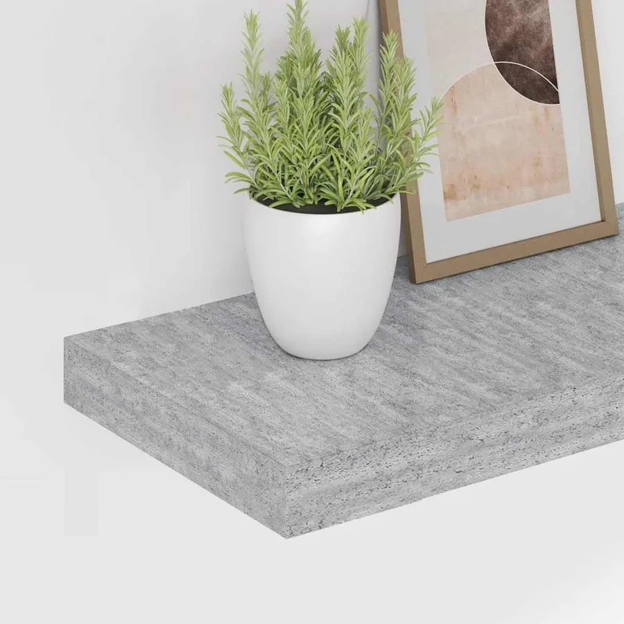 Étagère murale flottante Gris béton 80x23,5x3,8 cm MDF - 4