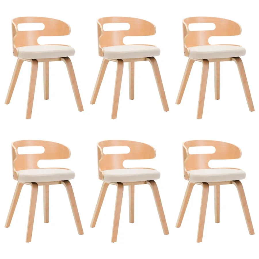 Chaises à manger lot de 6 crème bois courbé et similicuir - 2