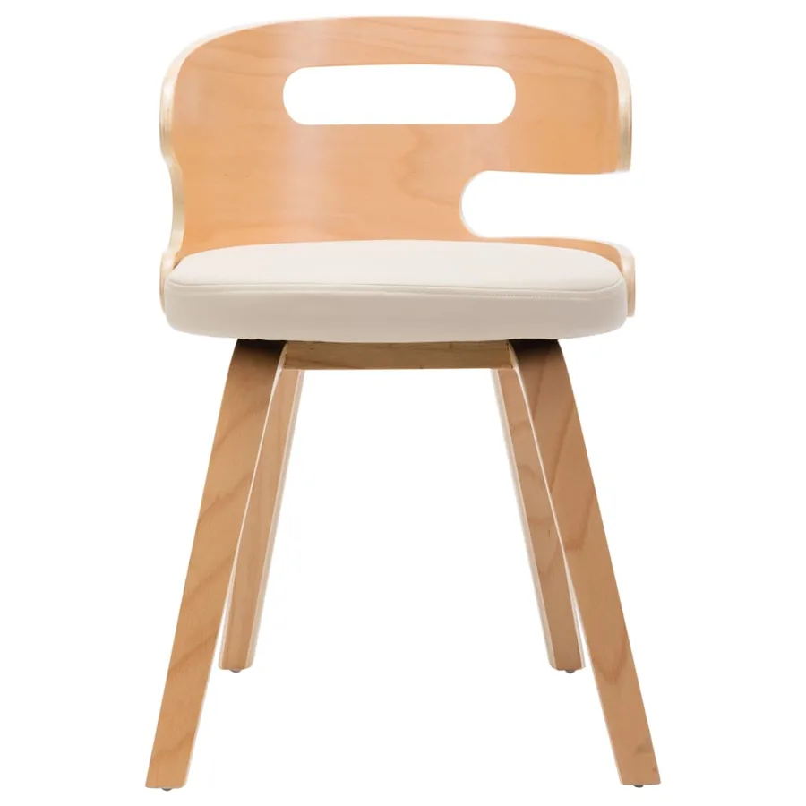 Chaises à manger lot de 6 crème bois courbé et similicuir - 3