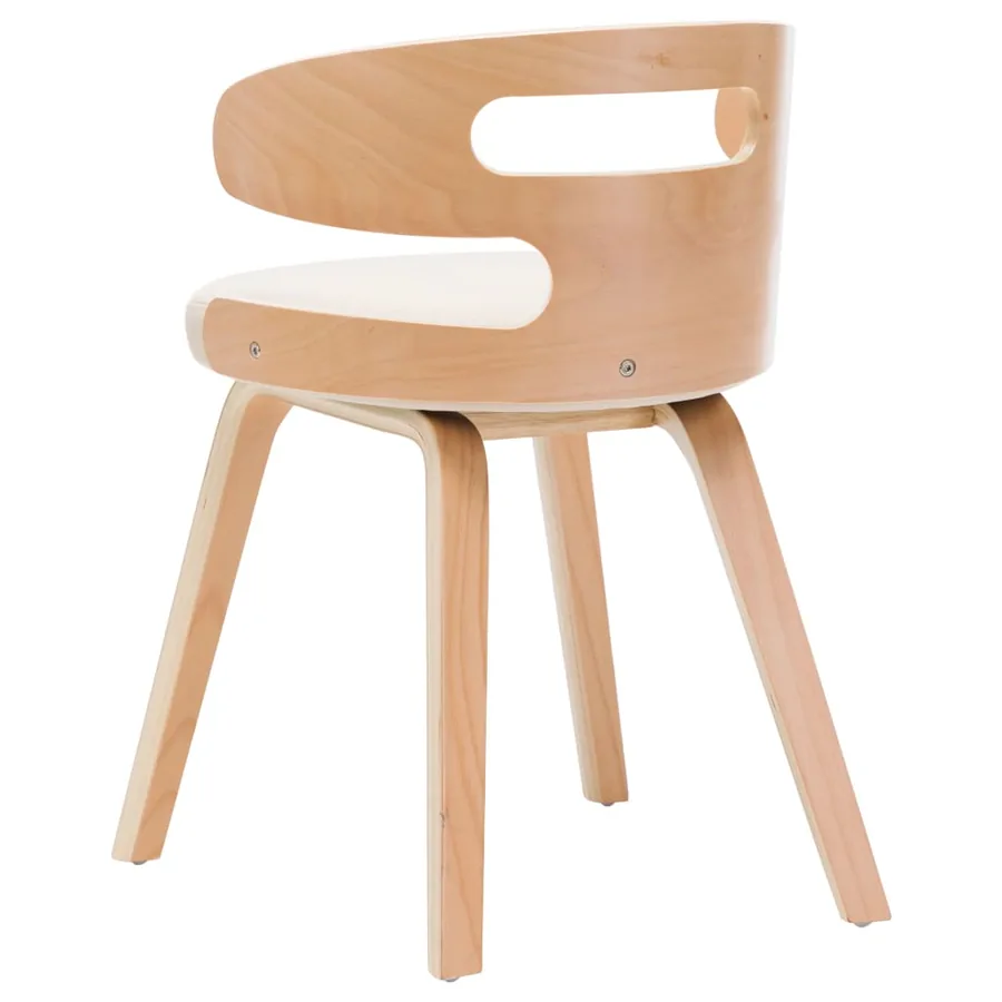 Chaises à manger lot de 6 crème bois courbé et similicuir - 4