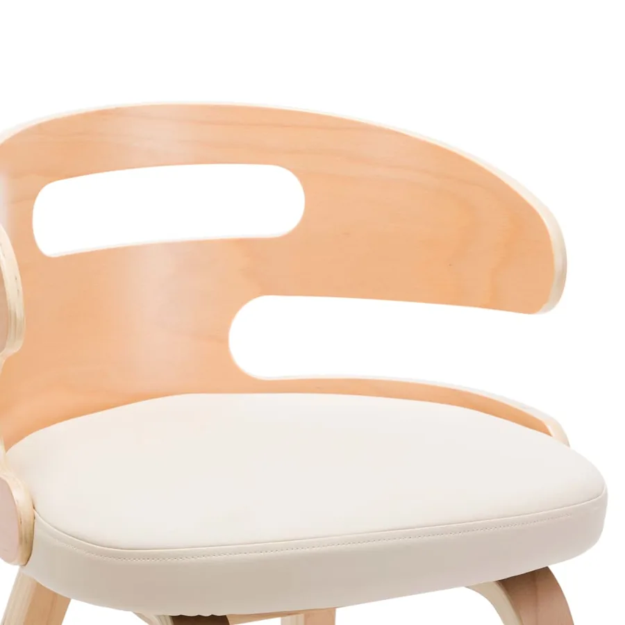 Chaises à manger lot de 6 crème bois courbé et similicuir - 6