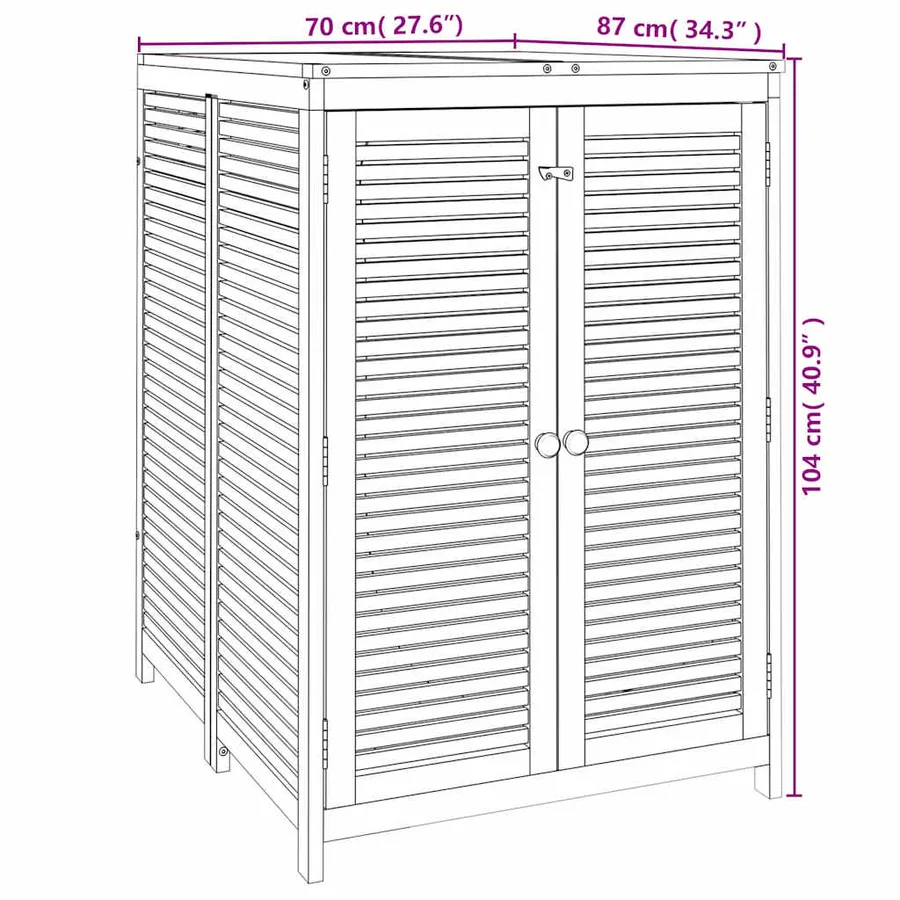 Boîte de rangement de jardin 70x87x104 cm bois massif d'acacia - 9
