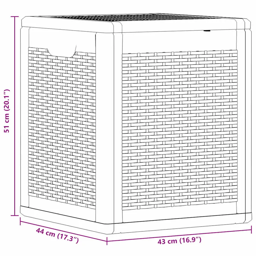 Boîte de rangement de jardin gris PP rotin 90 L - 10
