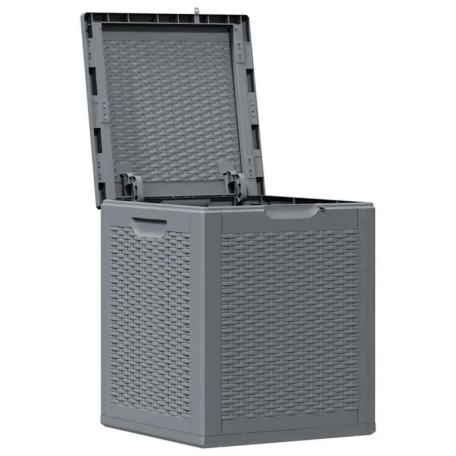 Boîte de rangement de jardin gris PP rotin 90 L - 4
