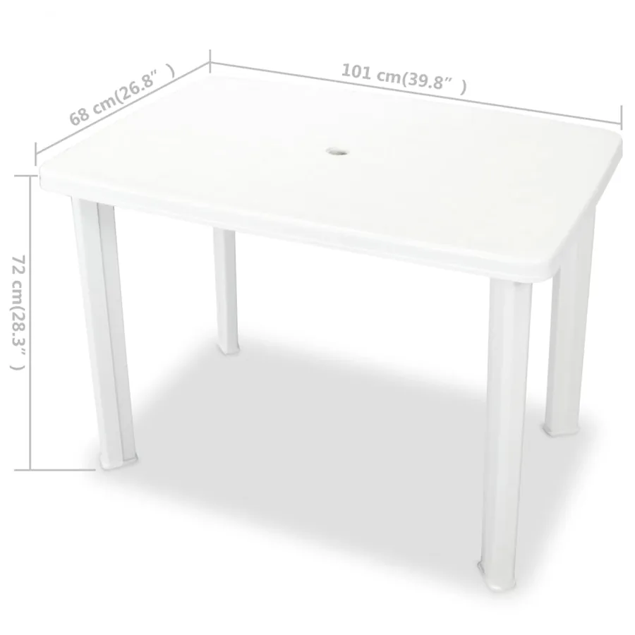 Table de jardin Blanc 101 x 68 x 72 cm Plastique - 5