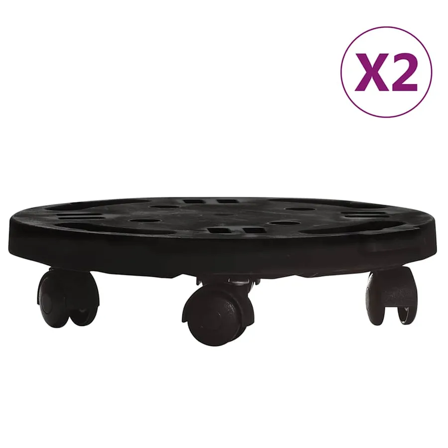 Chariots à plantes avec roues 2 pcs Diamètre 30 cm Noir 170 kg - 2