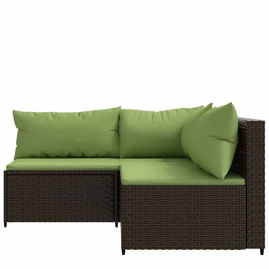 Salon de jardin 3 pcs avec coussins marron résine tressée - 3