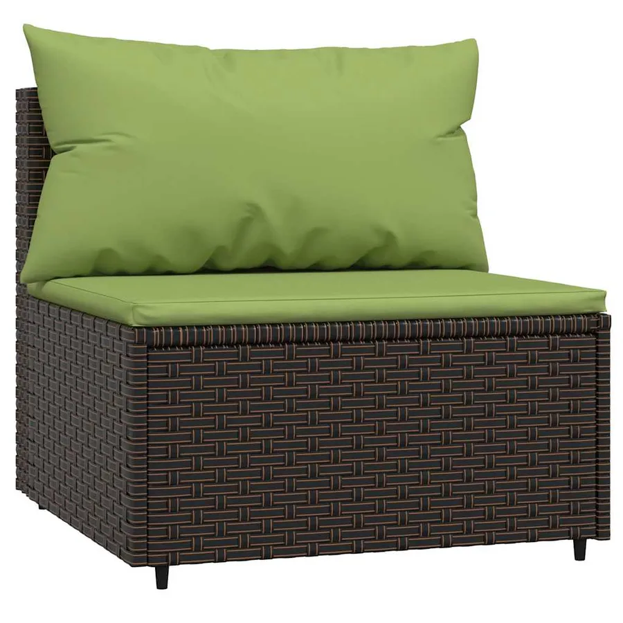 Salon de jardin 3 pcs avec coussins marron résine tressée - 5