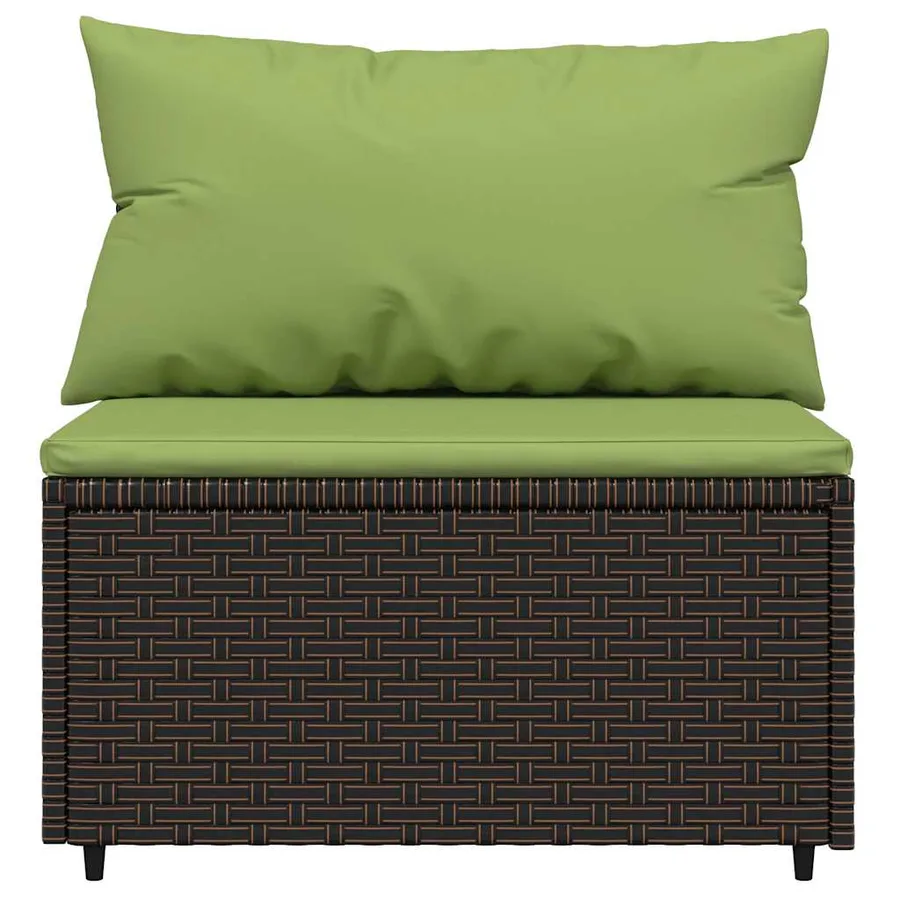Salon de jardin 3 pcs avec coussins marron résine tressée - 6