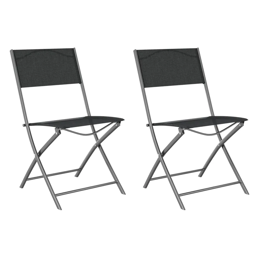 Chaises d'extérieur pliables lot de 2 Noir Acier et textilène - 2