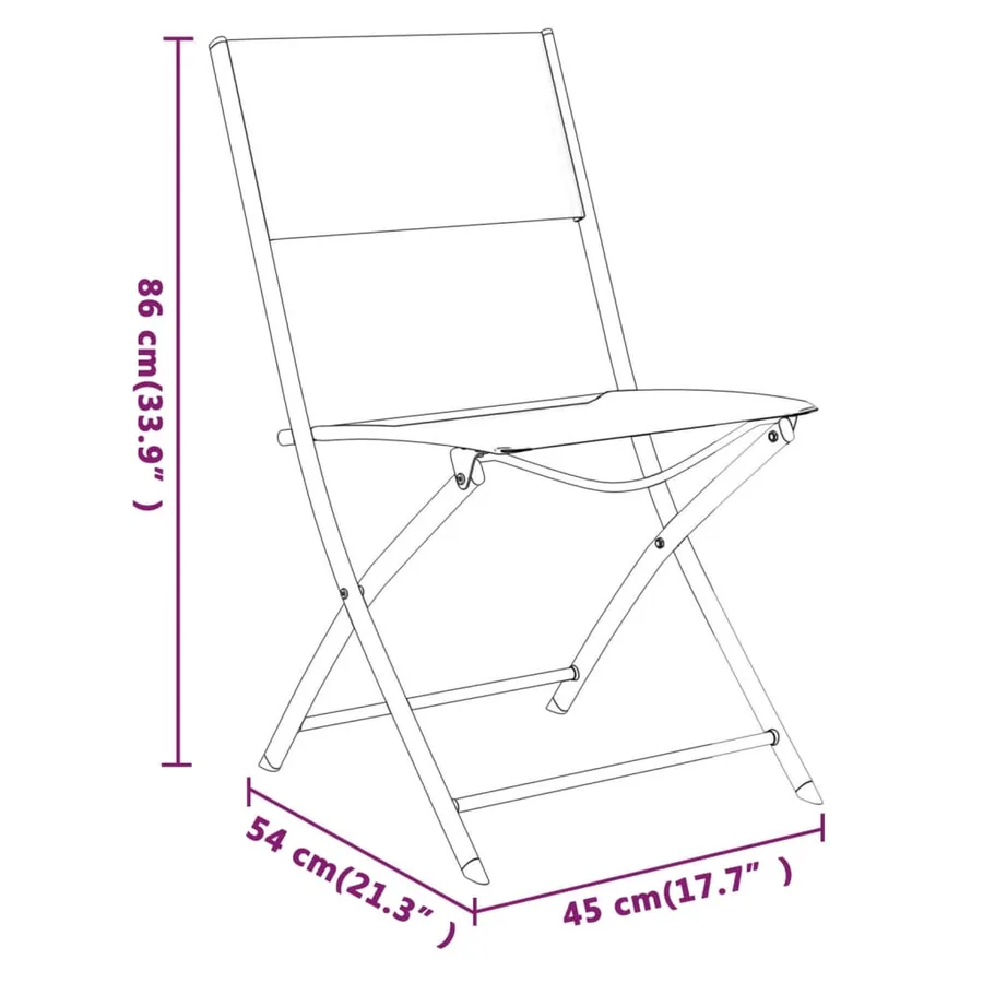 Chaises d'extérieur pliables lot de 2 Noir Acier et textilène - 9