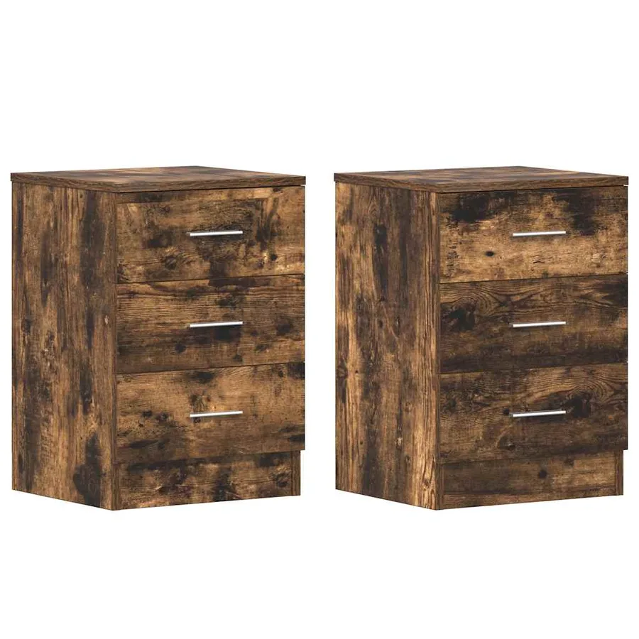 Tables de chevet 2 pcs Chêne fumé 38x35x56 cm Bois d'ingénierie - 2