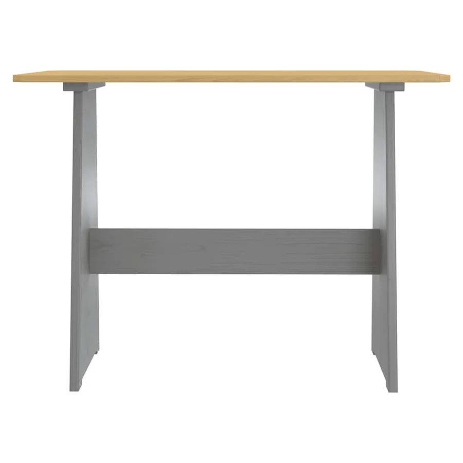 Table à manger et banc REINE marron miel gris bois pin solide - 6